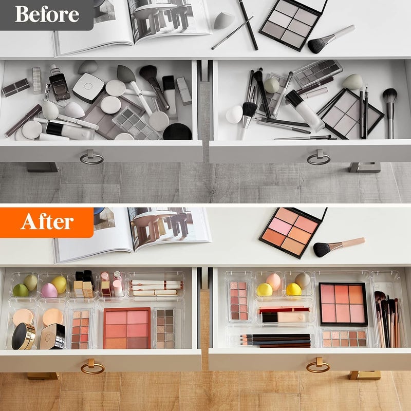 ROKTRY Desk Drawer Organizer Storage Bins With Various Size for Kitchen, Office, Bathroom, Vanity Makeup Organiser 5 Pcs - Image 4