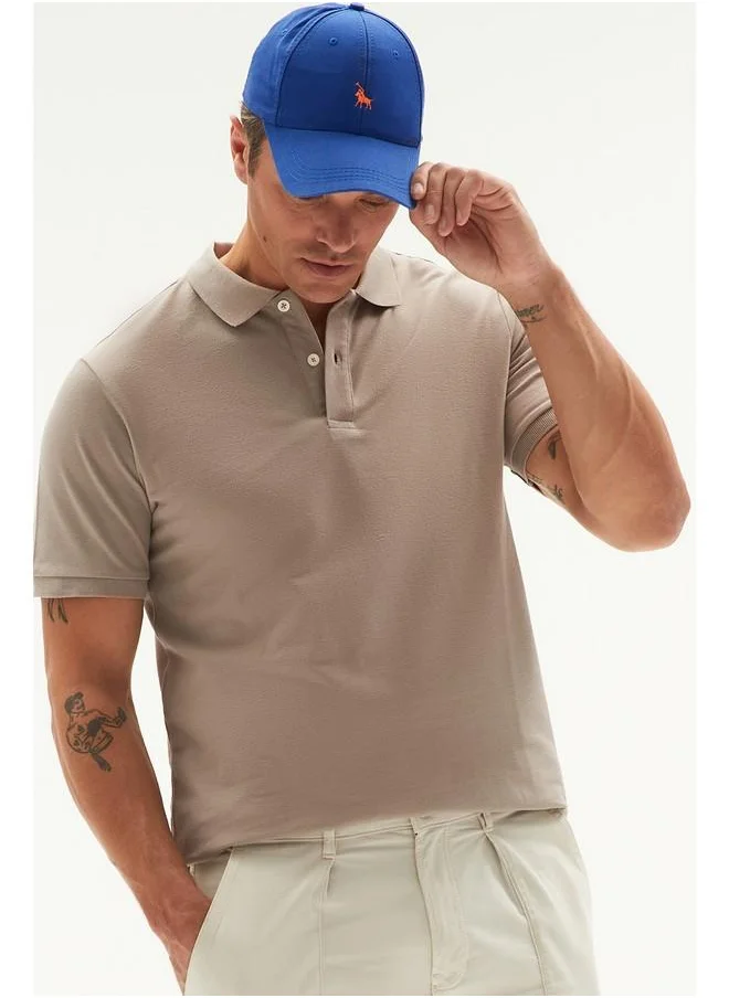 جون June Men Regular Fit 100% Cotton Basic Polo Neck Tshirt Mink