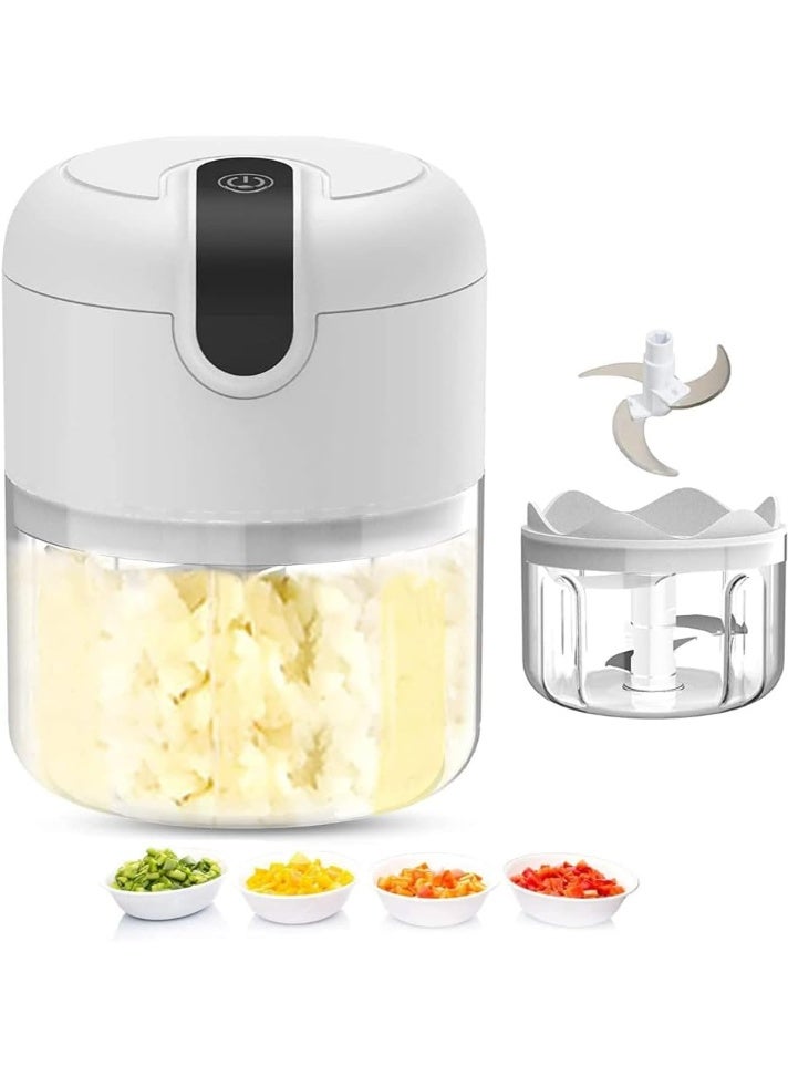 >250ML Electric Mini Garlic Chopper | USB Rechargeable Wireless Food Processor | Portable Food Chopper for Garlic, Onion, Ginger, Vegetables, Meat, Nuts & Baby Food | Easy to Clean | Grey - Image 1