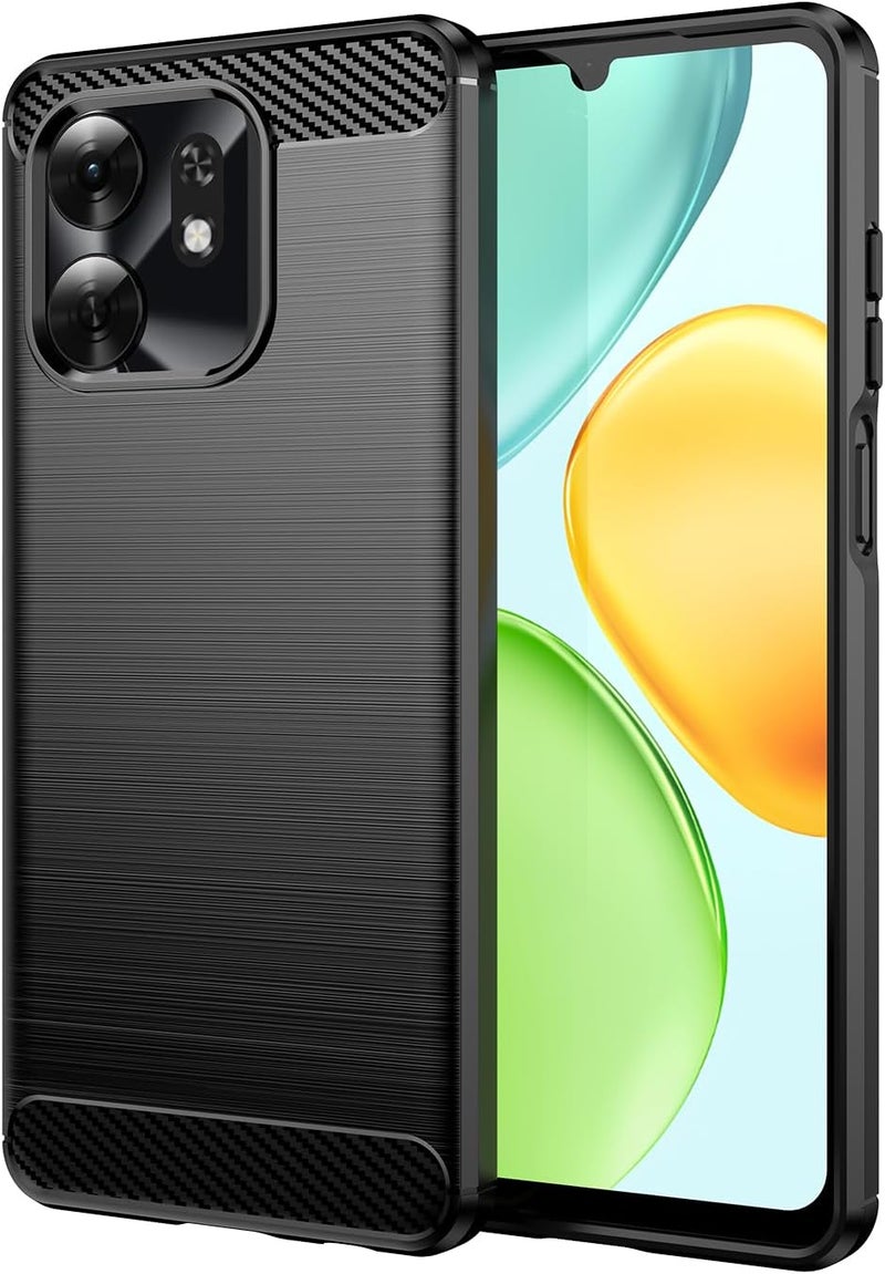 بارالونا غطاء لـ Honor X6d، [مقاوم للصدمات بدرجة عسكرية]، غطاء هاتف نحيف بنسيج ألياف ��لكربون، مقاوم للخدوش وخفيف الوزن - أسود - Image 1