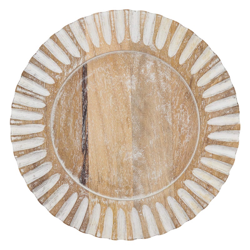 Saro Lifestyle Fluted Wood Charger Plates Set of 4 
