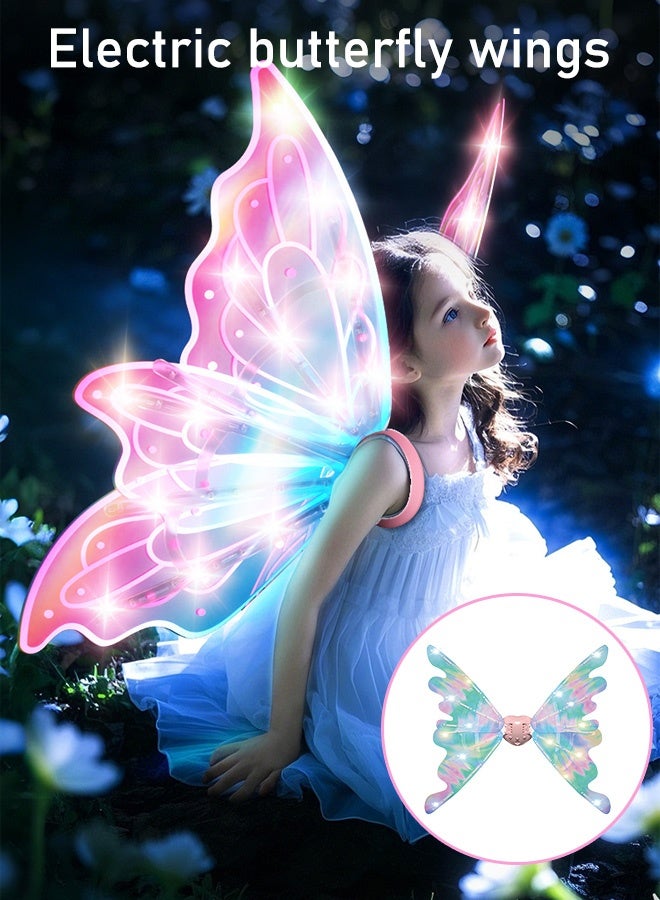 Fairy Wings Costume Accessories DIY Assembly with LED Lights and Music for Girls Party Birthday Butterfly Wings Children's Toys Role Play - Image 1