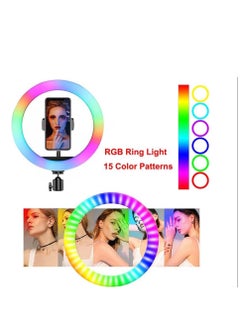 DIGI CORE 13 inch RGB Ring Light With Tripod Stand 2.1 Meter Height RGB Selfie Light And 360° Phone Holder For Live Broadcast Youtube Instagram And Tik Tok Video Making  - Image 5