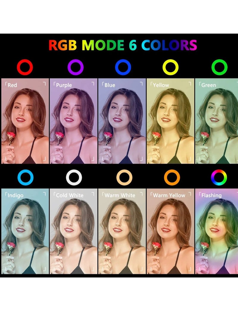 DIGI CORE - 13 inch RGB Ring Light With Tripod Stand 2.1 Meter Height RGB Selfie Light And 360° Phone Holder For Live Broadcast Youtube Instagram And Tik Tok Video Making - Image 1