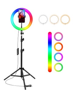 DIGI CORE 13 inch RGB Ring Light With Tripod Stand 2.1 Meter Height RGB Selfie Light And 360° Phone Holder For Live Broadcast Youtube Instagram And Tik Tok Video Making  - Image 1