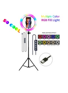 DIGI CORE 13 inch RGB Ring Light With Tripod Stand 2.1 Meter Height RGB Selfie Light And 360° Phone Holder For Live Broadcast Youtube Instagram And Tik Tok Video Making  - Image 3