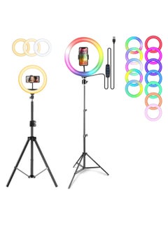 DIGI CORE 13 inch RGB Ring Light With Tripod Stand 2.1 Meter Height RGB Selfie Light And 360° Phone Holder For Live Broadcast Youtube Instagram And Tik Tok Video Making  - Image 2