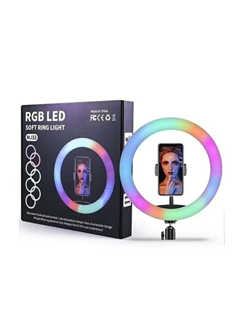 DIGI CORE - 13 inch RGB Ring Light With Tripod Stand 2.1 Meter Height RGB Selfie Light And 360° Phone Holder For Live Broadcast Youtube Instagram And Tik Tok Video Making - Image 1