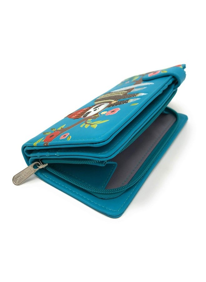 Shag Wear Chillin Sloth Large Animal Wallet For Women And Teen Girls Vegan Faux Leather Teal 7  - Image 3