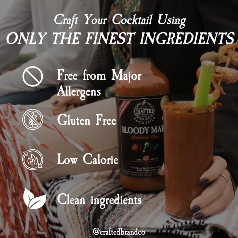 Crafted Cocktails Bloody Mary Mix | Gold Medal Winning | 2 Pack | 50 calories per serving | Tomato, Horseradish, Worcestershire and Other Spices Combined for Great Taste - Image 2