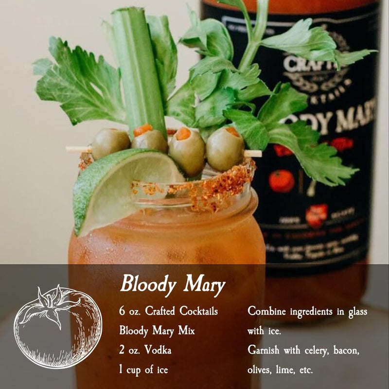Crafted Cocktails Bloody Mary Mix | Gold Medal Winning | 2 Pack | 50 calories per serving | Tomato, Horseradish, Worcestershire and Other Spices Combined for Great Taste - Image 3