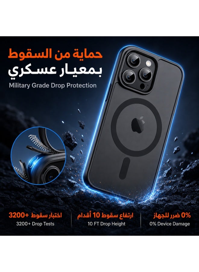 ORYXA iPhone 15 Pro Max Case, 2 IN 1 Magnetic Phone Cover + Screen Protector, For iPhone 15 Pro Max, Compatible with MagSafe, Translucent Matte Shockproof Cover, Slim Full Protection, Black - Image 4