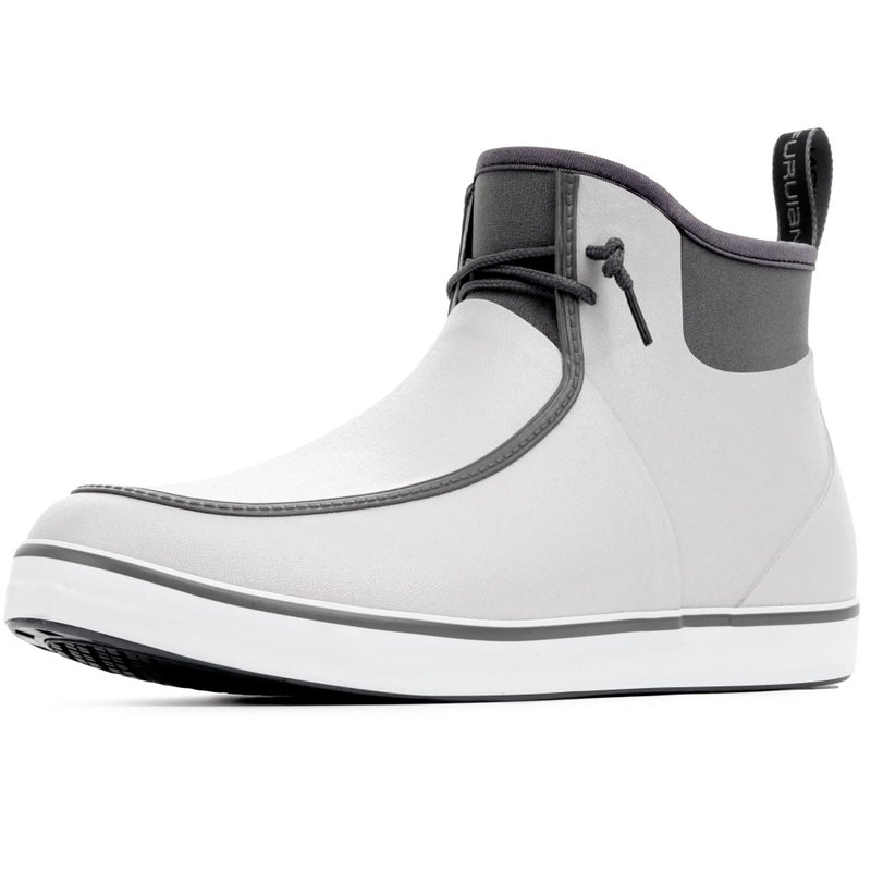 Furuian Deck Boots for Men Waterproof Rain Boots Durable Rubber Boots Comfortable Fishing Loafers Slip On Moc Toe Shoes Non Slip Boat Shoes for Fishing, Gardening, Daily, Working, Sailing, Grey 11 - Image 1