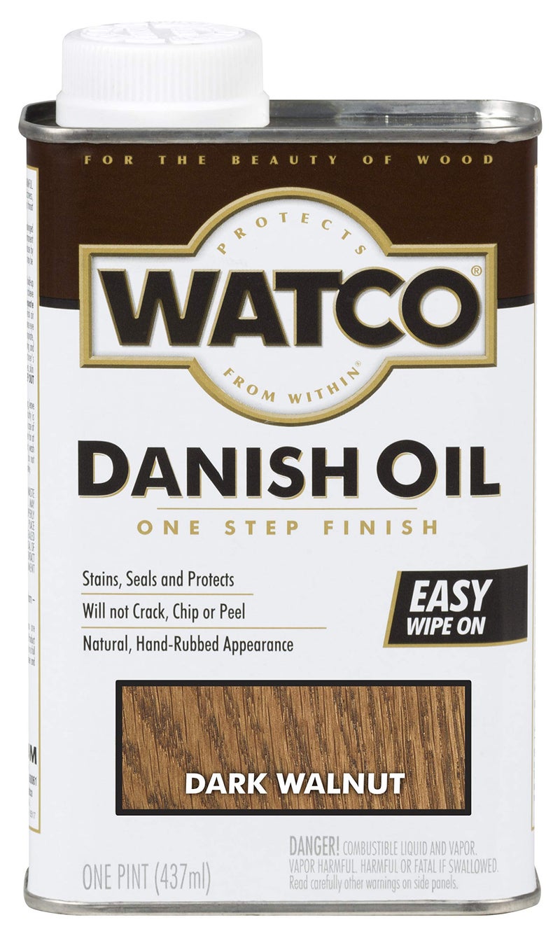 WATCO RUST-OLEUM, Pint, Dark Walnut Watco 65851 Danish Oil Wood Finish, 16 Fl Oz - Image 1