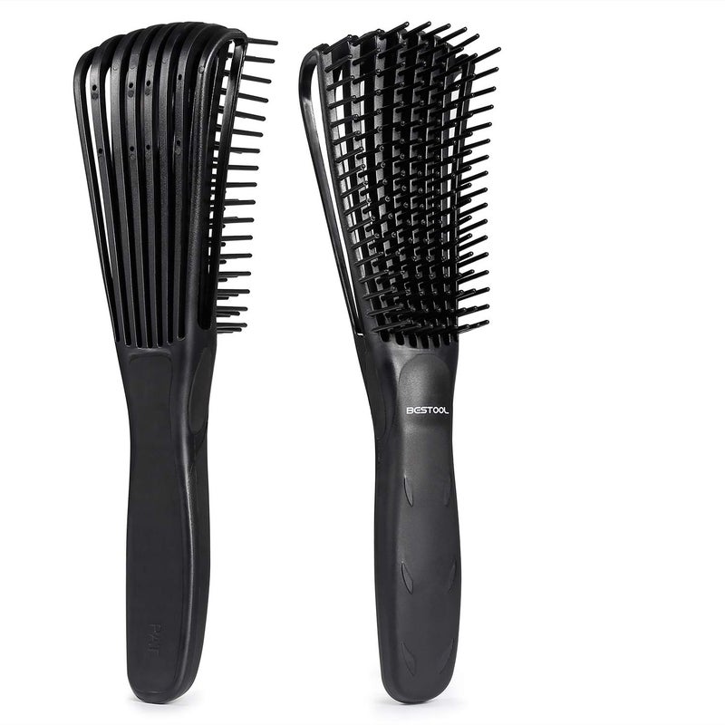 BESTOOL Detangling Brush, Detangler Brush for Natural Black/ Curly Hair Afro 3/4abc Texture, Faster n Easier Detangle Wet or Dry Hair with No Pain (Black) - Image 2