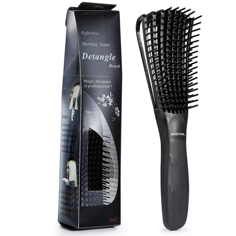 BESTOOL Detangling Brush, Detangler Brush for Natural Black/ Curly Hair Afro 3/4abc Texture, Faster n Easier Detangle Wet or Dry Hair with No Pain (Black) - Image 1