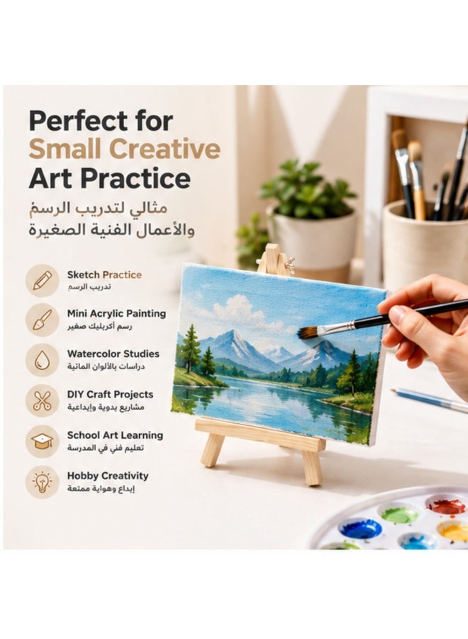 كانفاس لوحة كانفس قطنية بيضاء 12×18 سم مع حامل للفنانين المبدعين | لوحة رسم صغيرة عالية الجودة مع ستاند للرسم بالأكريليك والزيت والألوان المائية | كانفس فارغ للأطفال والطلاب والمبتدئين والفنانين المحترفين | لوحة قماش قطنية مجهزة للرسم والتخطيط والأعمال الفنية والحرف اليدوية | مجموعة رسم صغيرة محمولة مع حامل للمدرسة والاستوديو والهوايات الفنية | مثالية للتعلم الإبداعي والمشاريع الفنية في السعودية KSA - Image 2