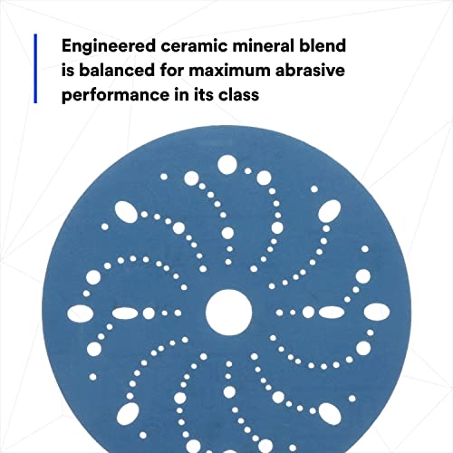 3M Hookit Blue Abrasive Discs 36181, Multi-Hole, 6 in, 400+ Grade, Pack of 50, Virtually Dust-Free, for Auto Sanding, Body Repair, Featheredging, Primer Sanding, Paint Preparation, E-Coat - Image 4