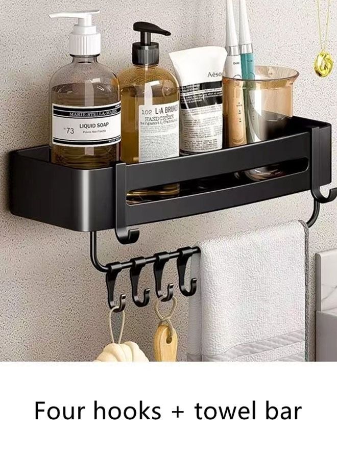 Kutis 1-Piece Bathroom Shelf Shower Shampoo Soap Organizer Wall Mounts Storage Rack Metal Black 32 x 12.5 x 4.5 Centimeter - Image 2