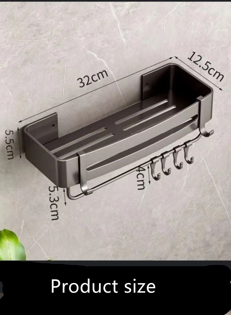 Kutis 1-Piece Bathroom Shelf Shower Shampoo Soap Organizer Wall Mounts Storage Rack Metal Black 32 x 12.5 x 4.5 Centimeter - Image 3