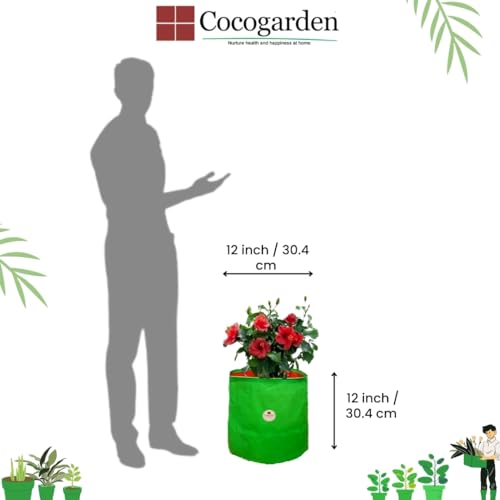 COCOGARDEN HDPE UV Protected Green Round Shaped Grow Bags 12X12 inch (Pack of 1) | Plant Bags for Home Garden | Growing Bags for Terrace Flowers and Vegetables Gardening | Indoor and Balcony Gardening - Image 2