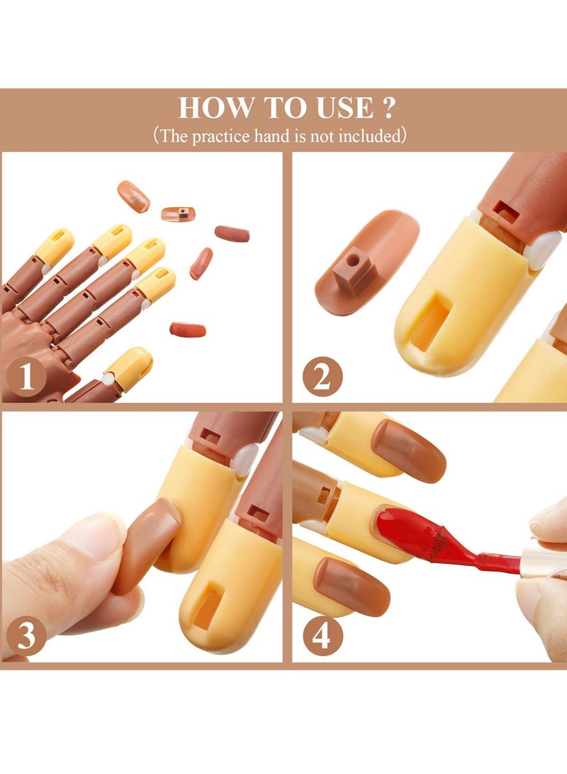 SYOSI Practice Nail Tips, Replacement Refill False Tips for Flexible Training Hand Fake Display Manicure Supply DIY 400 Pcs, Brown - Image 5