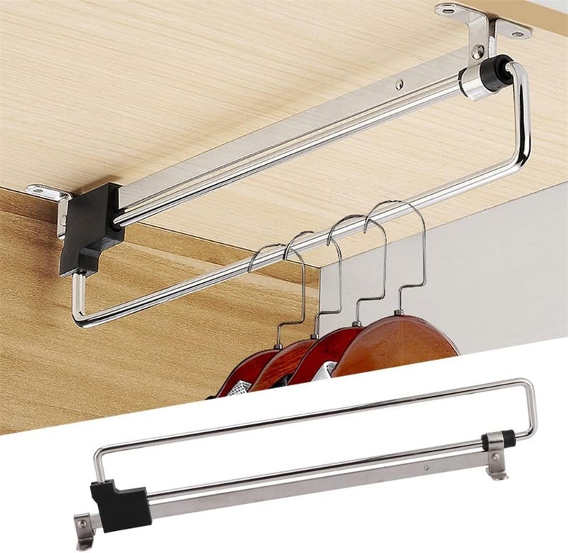 Azonee Adjustable Retractable Closet Pull-Out Rod, Extending Rail Hanger for Hanging Clothes, Telescopic Valet Rod for Wardrobe & Closet (12 Inch / 30 cm) - Image 4