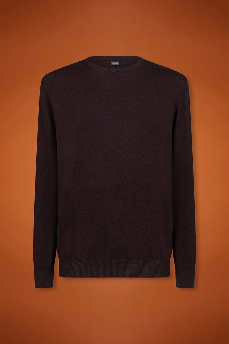 Doppelganger Red Men's regular fit crew neck jumper in wool and cotton - Bordeaux for Men | Best Price UAE