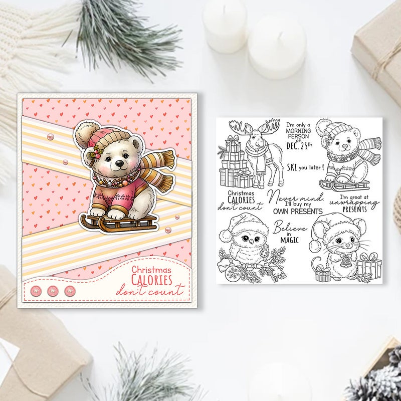 Original Design Christmas Polar Bear Silicone Transparent Seal Embossed Carbon Steel Knife Mold Handbook Decorative Seal - Image 2