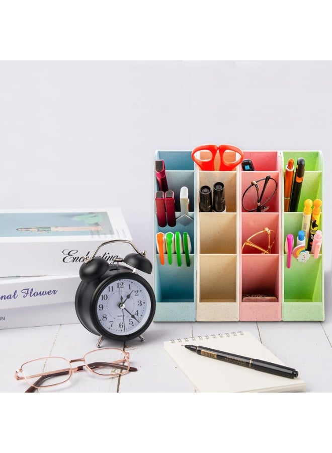 حامل أقلام مكون من 4 قطع، منظم تخزين للمكتب، حامل أقلام للمكتب للمنزل والمكتب والمدرسة (بيج + أزرق + أخضر + وردي) - Image 2