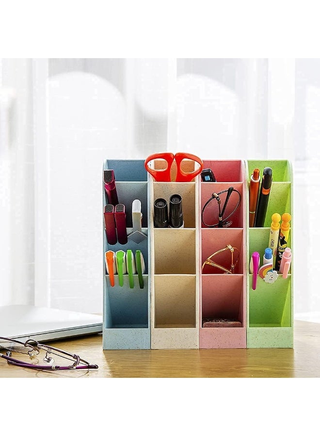 حامل أقلام مكون من 4 قطع، منظم تخزين للمكتب، حامل أقلام للمكتب للمنزل والمكتب والمدرسة (بيج + أزرق + أخضر + وردي) - Image 4
