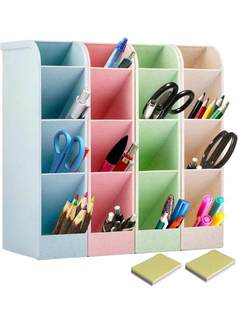 حامل أقلام مكون من 4 قطع، منظم تخزين للمكتب، حامل أقلام للمكتب للمنزل والمكتب والمدرسة (بيج + أزرق + أخضر + وردي) - Image 1