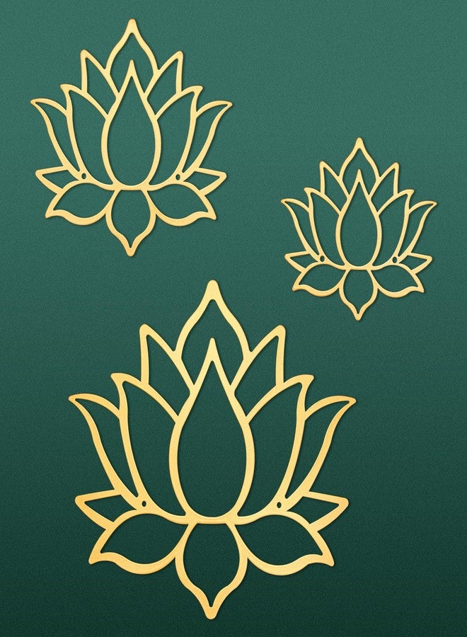 Ferraycle 3 Pieces Metal Lotus Flower Wall Decor Metal Zen Lotus Flower Wall Art Inhale Hollow out Signs Hanging Silhouette Exhale for Bedroom Bathroom Kitchen Garden Hotel Decorations(Gold) - Image 1