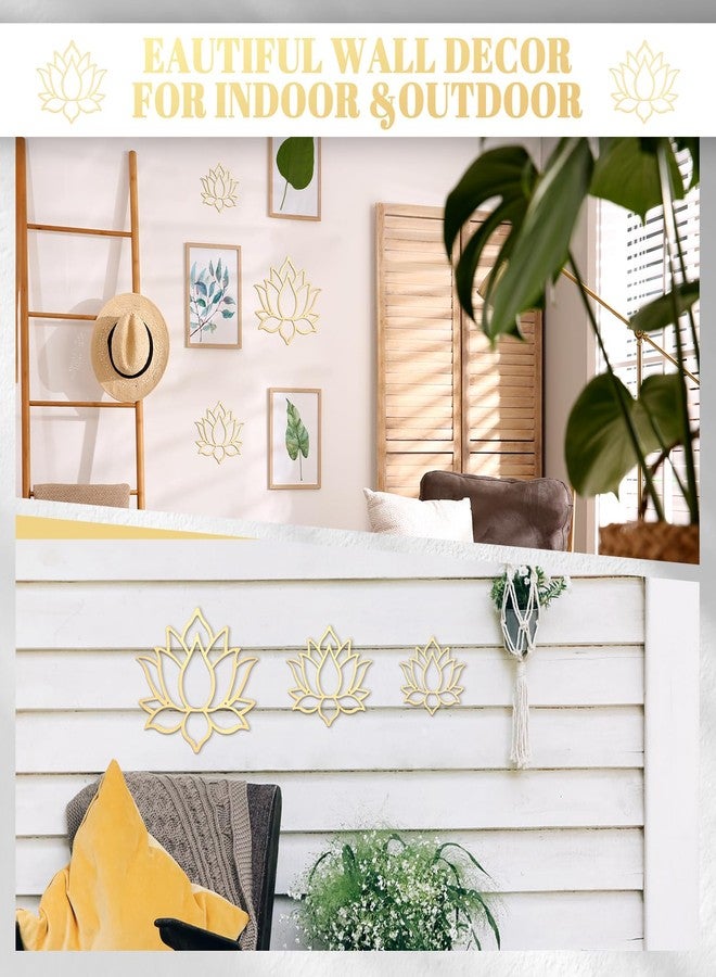 Ferraycle 3 Pieces Metal Lotus Flower Wall Decor Metal Zen Lotus Flower Wall Art Inhale Hollow out Signs Hanging Silhouette Exhale for Bedroom Bathroom Kitchen Garden Hotel Decorations(Gold) - Image 4