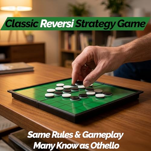 Sterling Games Othello Reversi Strategy Board Game 975 Inch Board with Folding Magnetic Board and Pieces for Home and Travel - Image 5