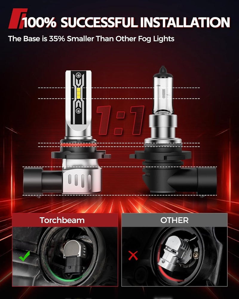 Torchbeam H10/9145 LED Fog Light Bulbs, 12000Lumens Upgrade, 600% Brightness H10 LED Fog Lights, 1:1 Replacement For Cars,Trucks,and SUVs,3-Minute Quick Installation,Pack of 2 - Image 3