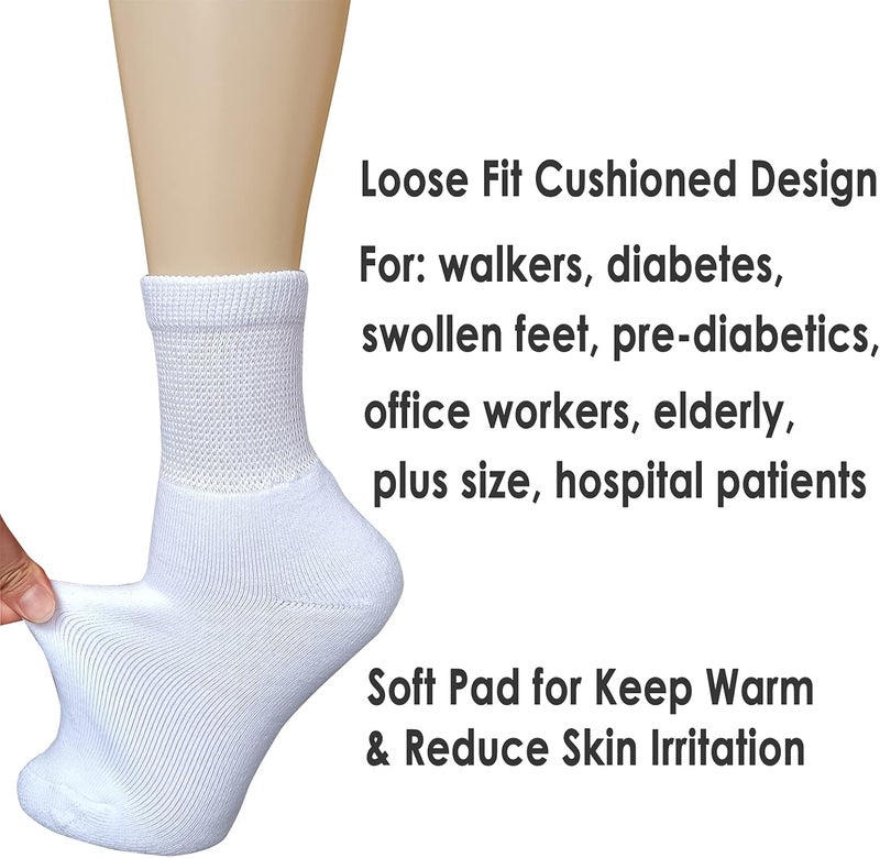 VEIGIKE Womens Diabetic Socks Soft Breathable Moisture Wicking Quarter Ankle Extra Wide NonBinding 4 Pairs White Size 911 - Image 4