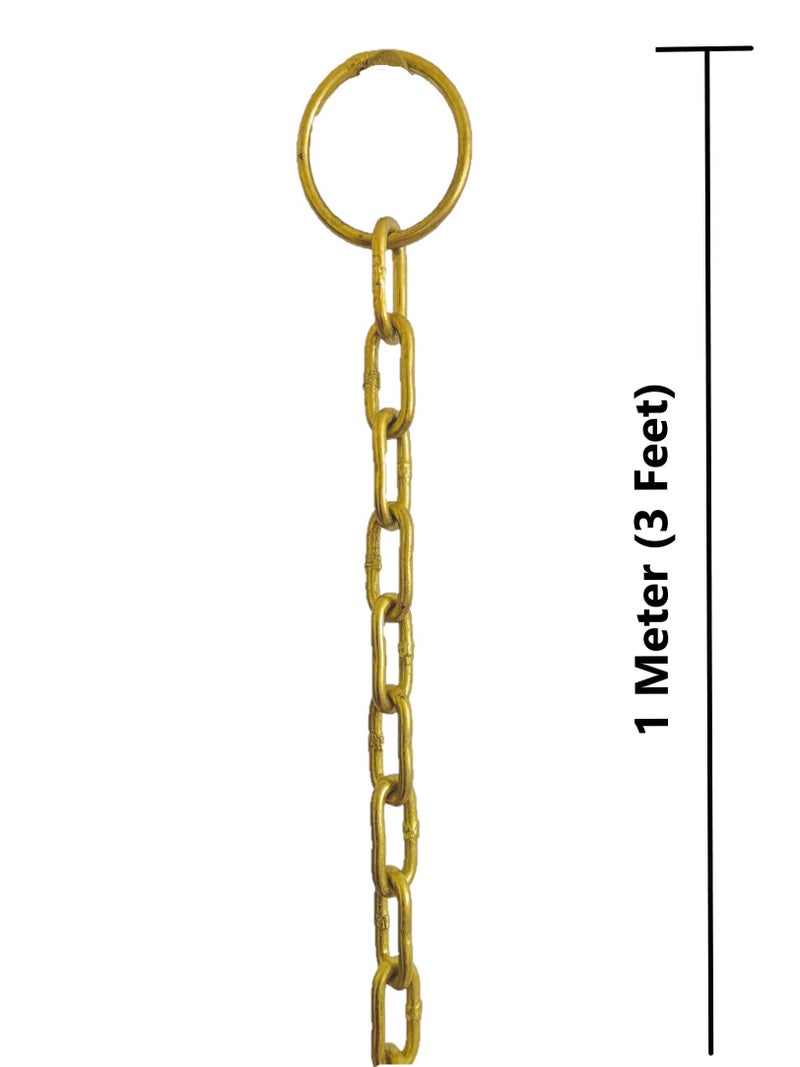UAPAN Iron Chain with Brass Finish for Hanging Bell Diya with hook (Length of 1 Meter, Gold) (Pack of 1, 3 Feet) - Image 2