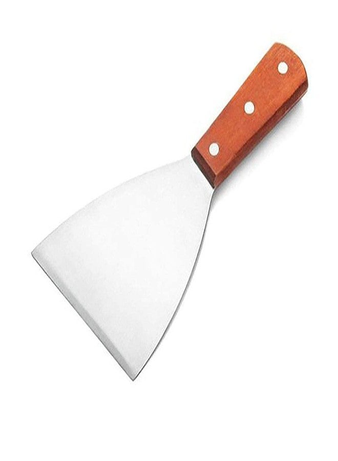 Meswarn® Ice Cream Cutting Stainless Steel Plain Scrapper Turner with Wooden Handle, Set of 1 - Image 1