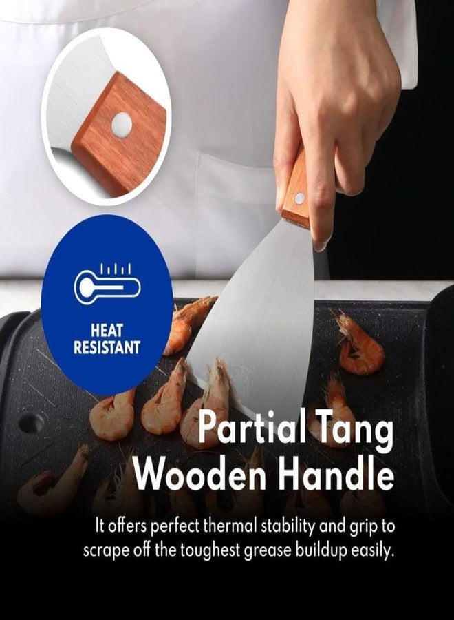 Meswarn® Ice Cream Cutting Stainless Steel Plain Scrapper Turner with Wooden Handle, Set of 1 - Image 5