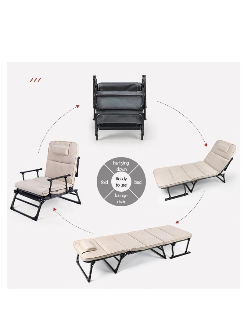 والالا سرير تخييم محمول قابل للطي للبالغين مع مرتبة قابلة للتعديل في 6 أوضاع للنوم وسرير فردي قوي للضيوف وكرسي استرخاء خارجي في الفناء، باللون الرمادي الداكن - Image 4