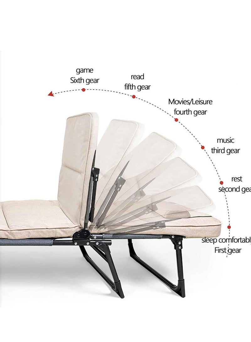 والالا سرير تخييم محمول قابل للطي للبالغين مع مرتبة قابلة للتعديل في 6 أوضاع للنوم وسرير فردي قوي للضيوف وكرسي استرخاء خارجي في الفناء، باللون الرمادي الداكن - Image 3