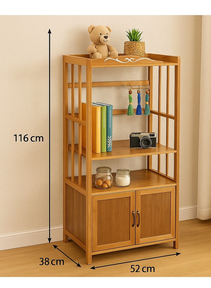 Generic Versatile Bamboo Bookshelf Cabinet –  Narrow Vertical Bookcase, Freestanding Storage for Kitchen, Bathroom, Living Room & Plant Display  - Image 2