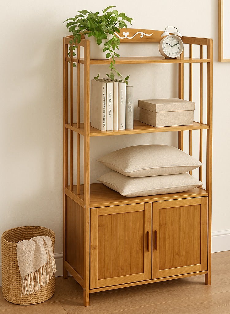 Generic Versatile Bamboo Bookshelf Cabinet –  Narrow Vertical Bookcase, Freestanding Storage for Kitchen, Bathroom, Living Room & Plant Display  - Image 3