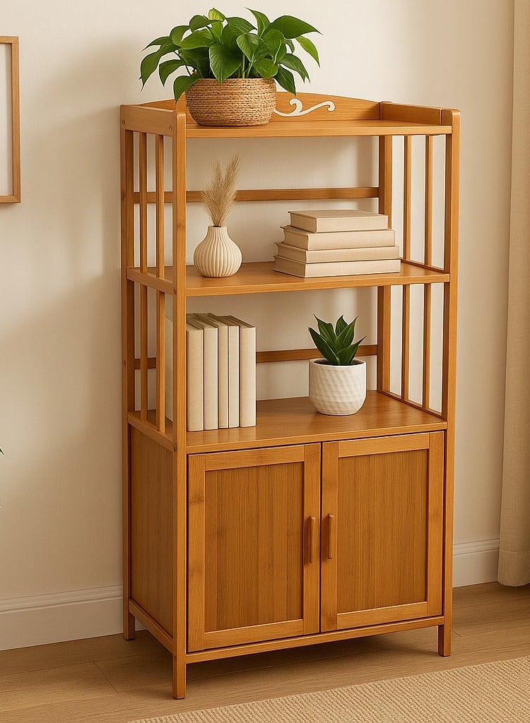 Generic Versatile Bamboo Bookshelf Cabinet –  Narrow Vertical Bookcase, Freestanding Storage for Kitchen, Bathroom, Living Room & Plant Display  - Image 4