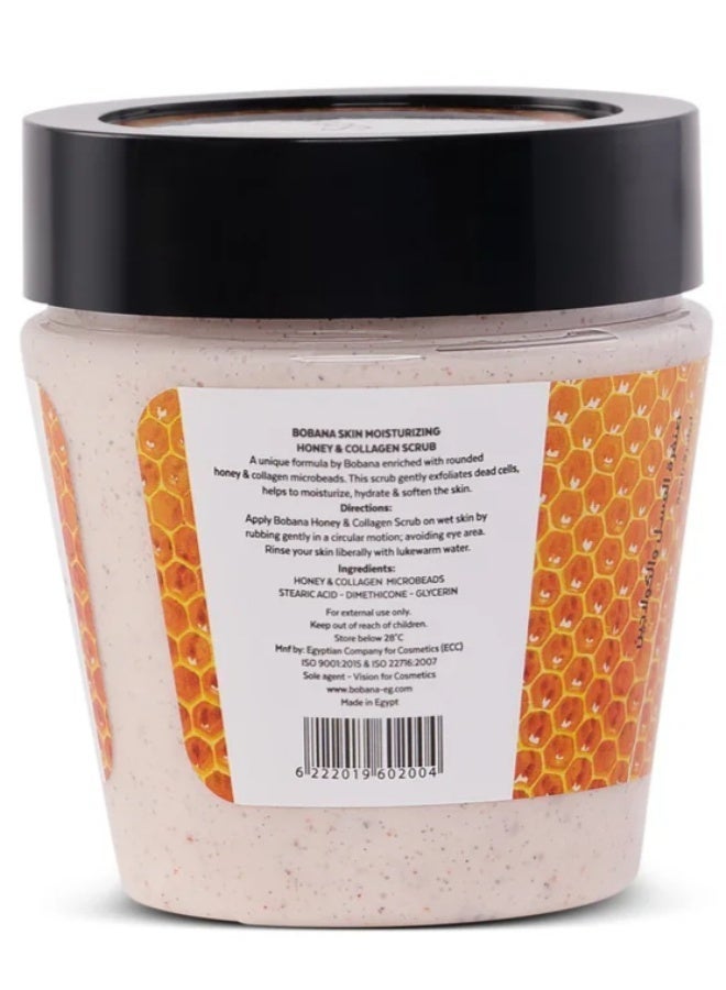 Bobana Scrub Honey & Collagen – Firming and Deep Moisturizing Cream for Face & Body, 300g Jar - Image 2