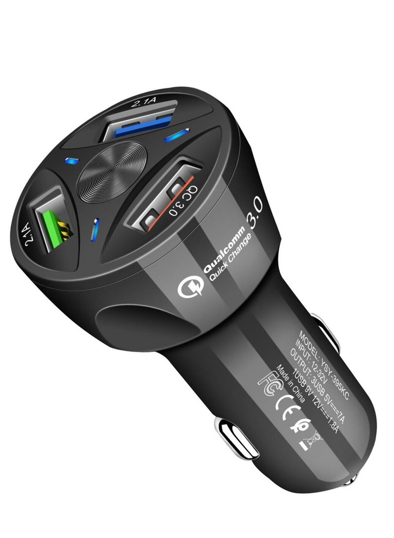 ELTRAZONE ELTRAZONE 4 Port Car Charger USB Adapter, 12-24V Car Charger Adapter Universal USB Car Charger Compatible with Mobile Phones Tablets Other USB Accessories, Black