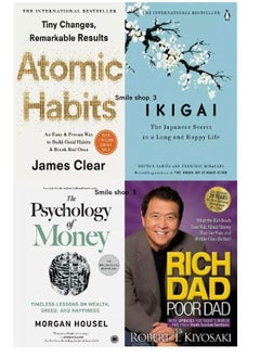 Book Set Rich Dad Poor Dad, The Psychology of Money, Atomic Habits+ Ikigai  - Image 1
