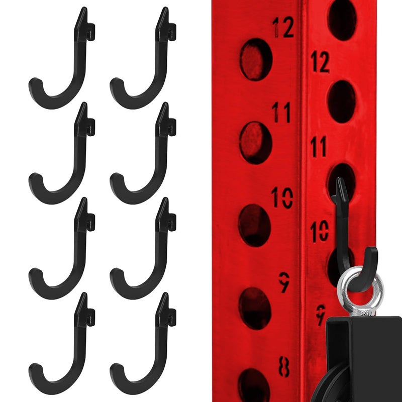 Topfinder 8PSC Squat Rack Accessories Hook HolderPower Rack Attachments HooksDIY Storage Hook for Resistance Bands Barbell Collars and Gym Accessories Black - Image 2