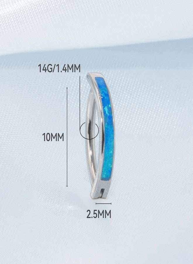 limerencia 14G G23 Titanium Belly Button Ring with Small Teardrop Cubic Zirconia 10mm Internally Threaded Navel Piercing Jewelry (10mm, Curved Hoop Blue Opal) - Image 4